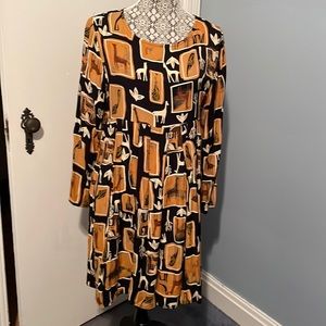 Vintage Mica animal print dress long sleeve size 8-10.